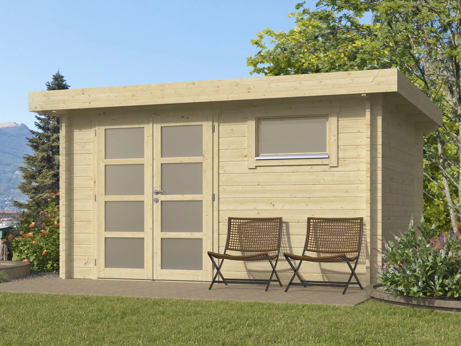 Wolff Finnhaus Gartenhaus Levke 3729, 44 mm, inkl. Fußboden