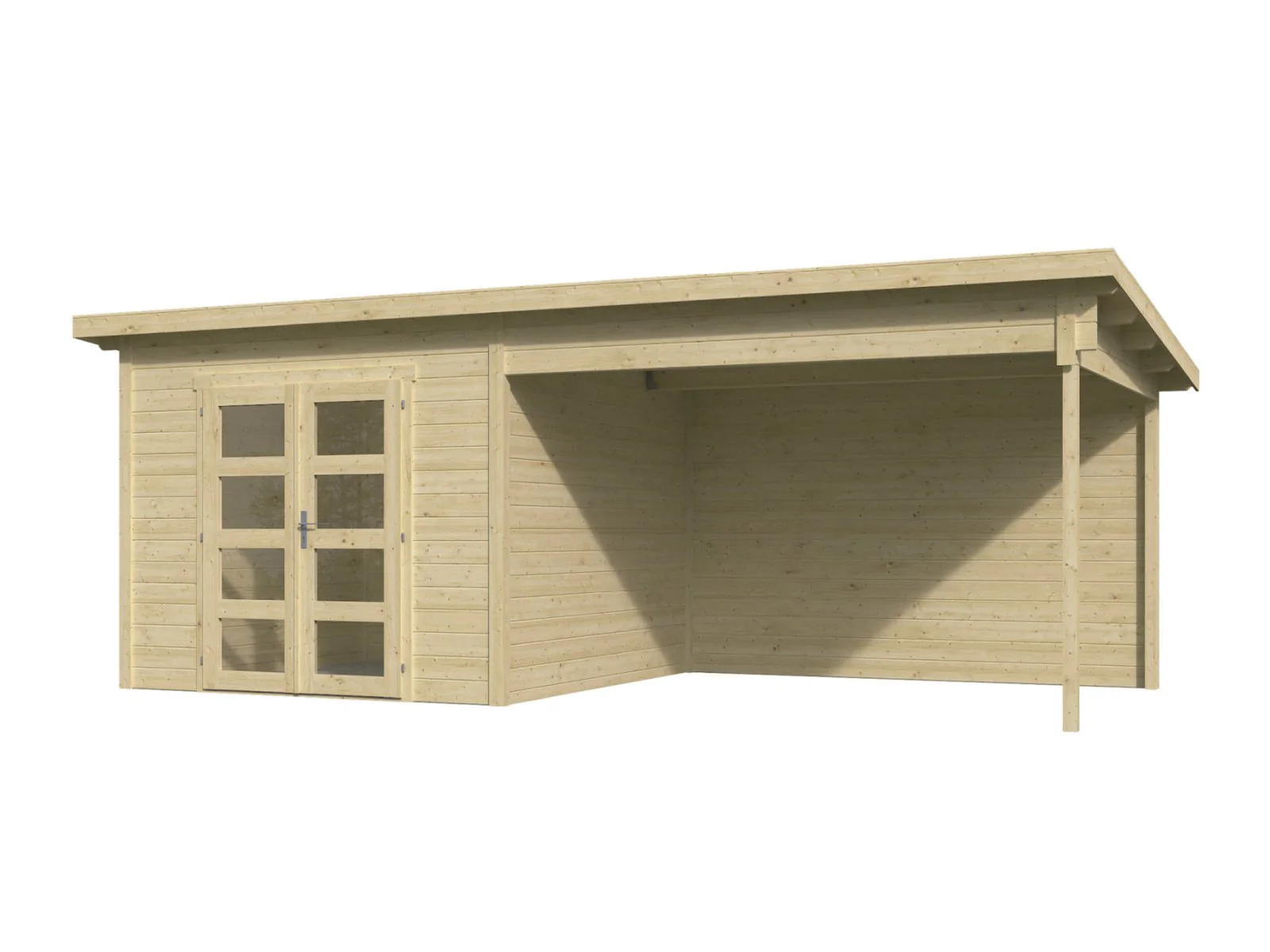 Wolff Finnhaus Gartenhaus Ole 6028, 28 mm, mit Anbau und Rückwand, inkl. Fußboden - Image 3