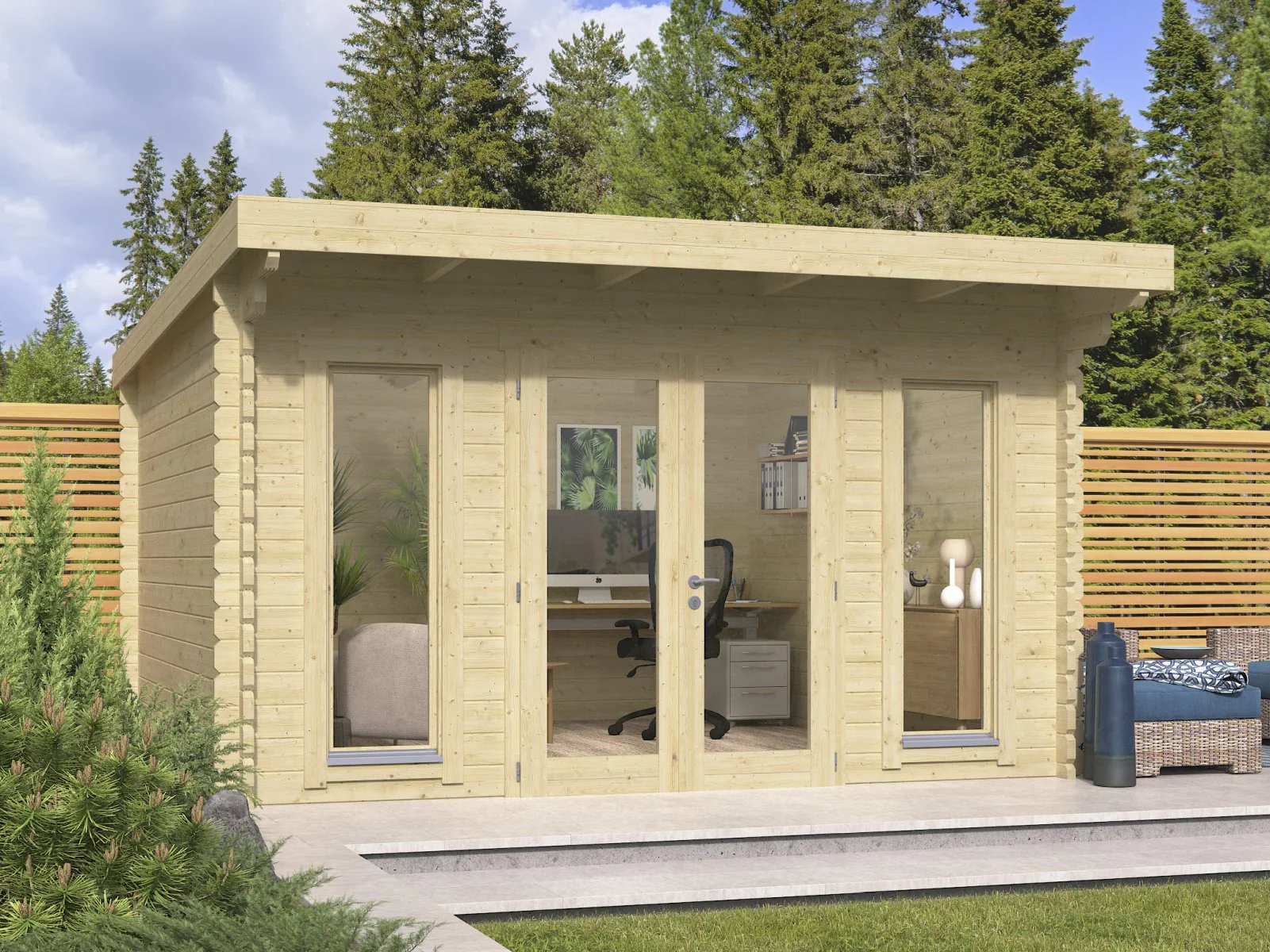 Wolff Finnhaus Gartenhaus Rikke 3838, 44 mm, inkl. Fußboden - Image 2