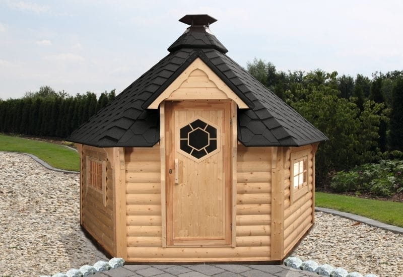 Wolff Finnhaus Grillkota 9 de luxe inkl. schwarzen Dachschindeln und Grillanlage - Image 2