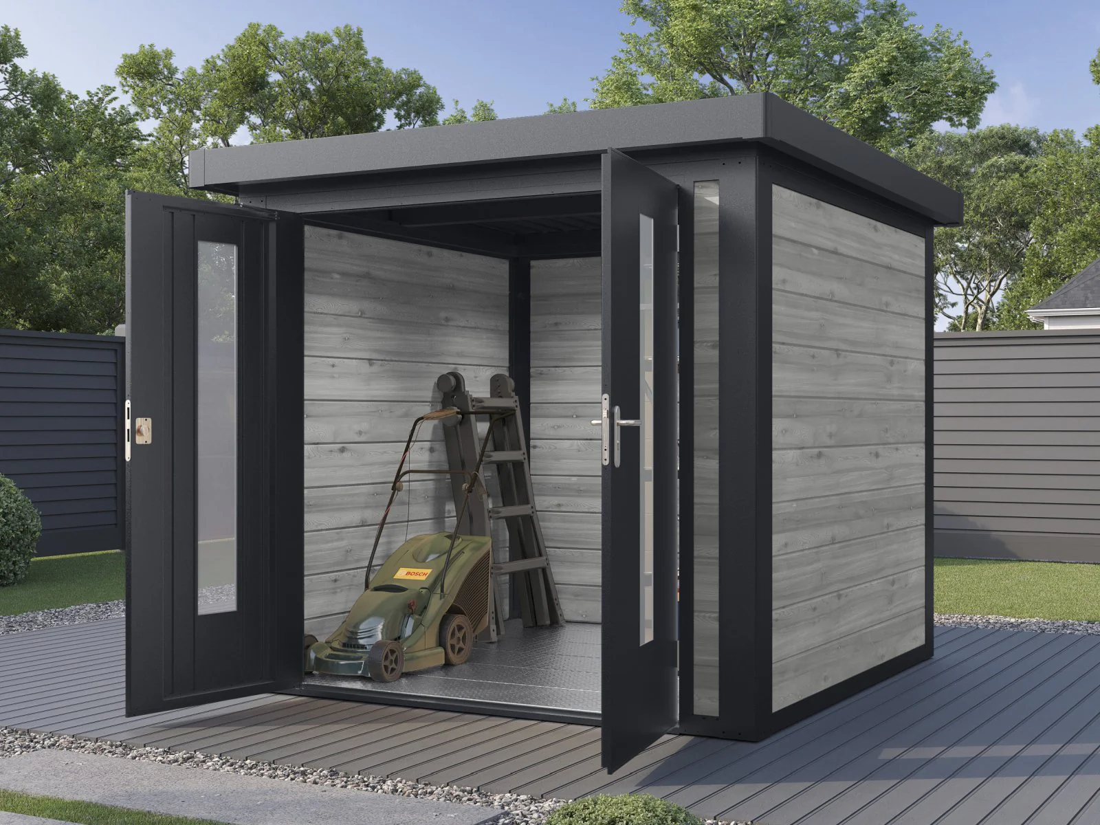 Wolff Finnhaus Hybrid-Gartenhaus Henrik 2424, 28 mm, Grau imprägniert - Image 2