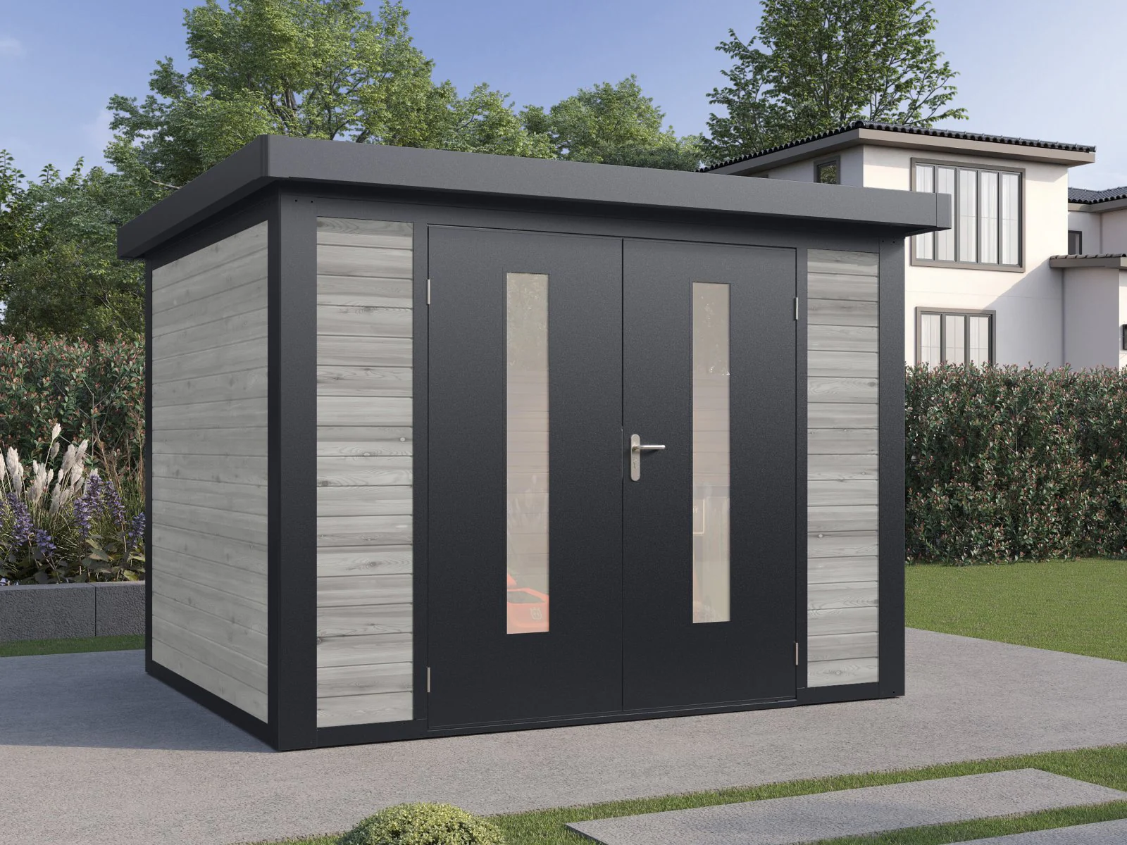 Wolff Finnhaus Hybrid-Gartenhaus Henrik 3024, 28 mm, Grau imprägniert - Image 2