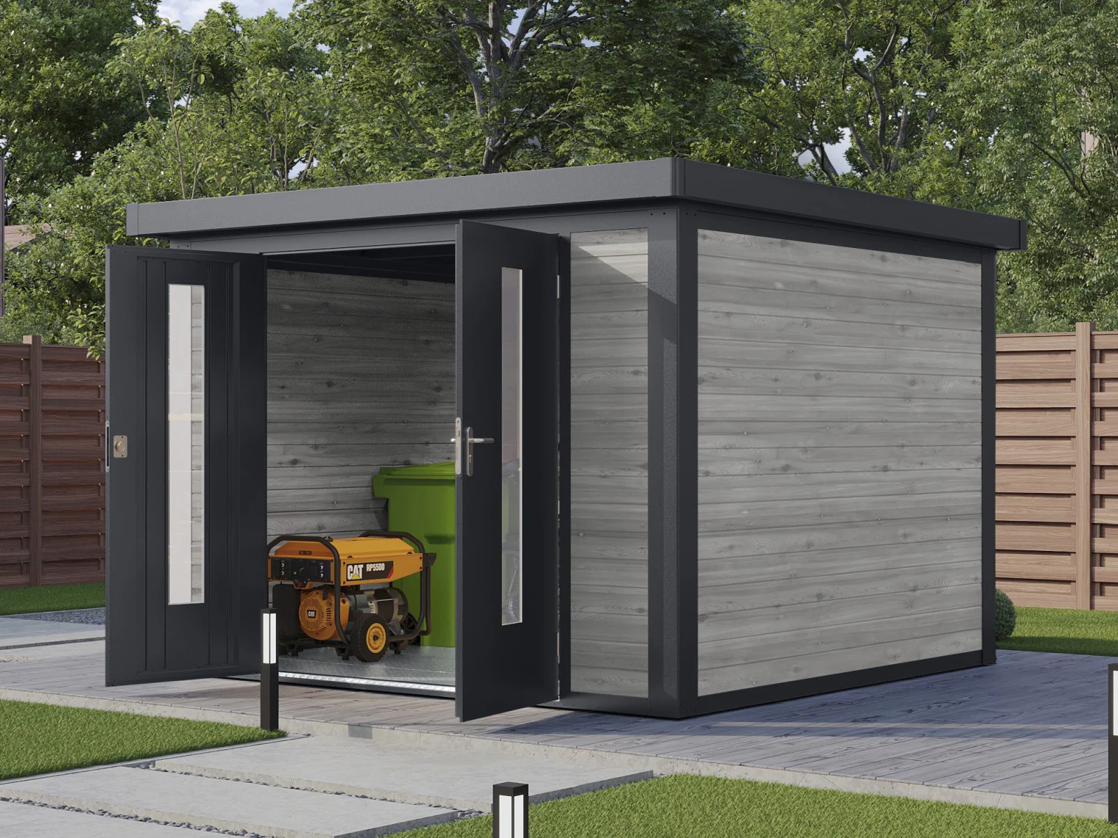 Wolff Finnhaus Hybrid-Gartenhaus Henrik 3030, 28 mm, Grau imprägniert - Image 3