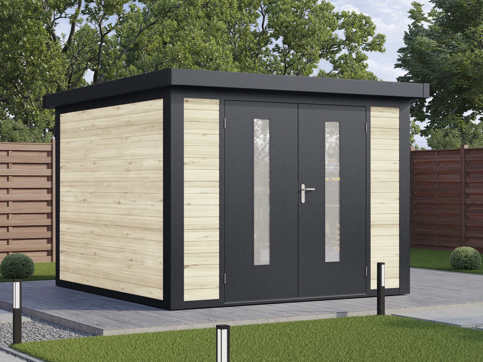 Wolff Finnhaus Hybrid-Gartenhaus Henrik 3030, 28 mm, Naturbelassen