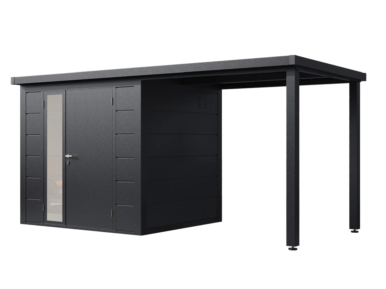 Wolff Finnhaus Metallgartenhaus Linnea 4620, Anthrazit, inkl. Seitendach - Image 3
