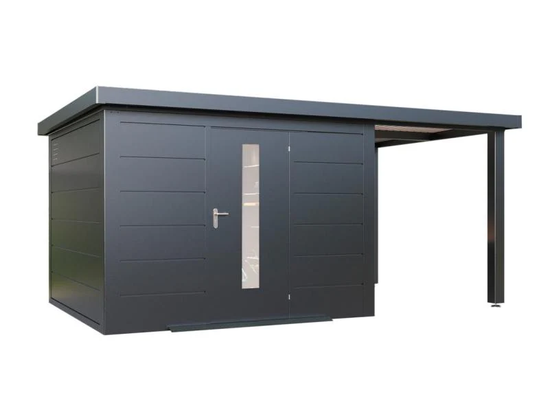 Wolff Finnhaus Metallgartenhaus Thorin 5324, Anthrazit, inkl. Seitendach - Image 3