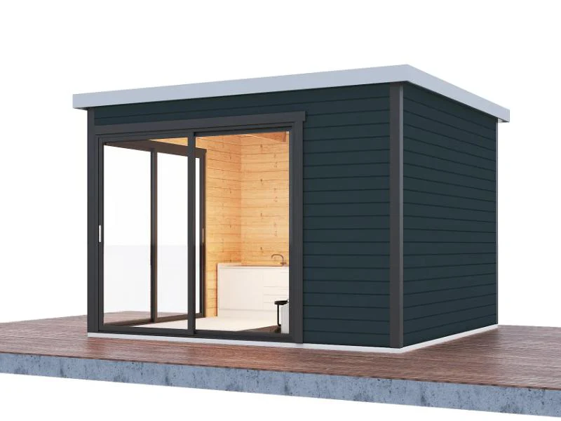 Wolff Finnhaus Pultdachhaus Studio 44-B Anthrazit mit 2 Schiebetüren - Image 2