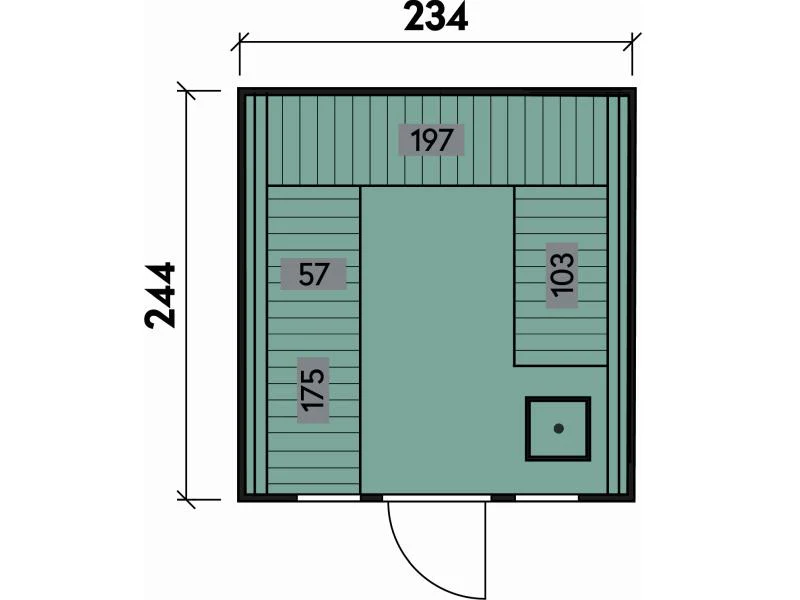 Wolff Finnhaus Sauna Luago 2x2 Bausatz Typ 2 Art 2, natur, inkl. Dacheindeckung und Fenster - Image 3