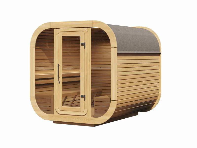 Wolff Finnhaus Sauna Luago 2x2 Bausatz Typ 3 Art 1, natur, inkl. Dacheindeckung und Vollglasfront - Image 2