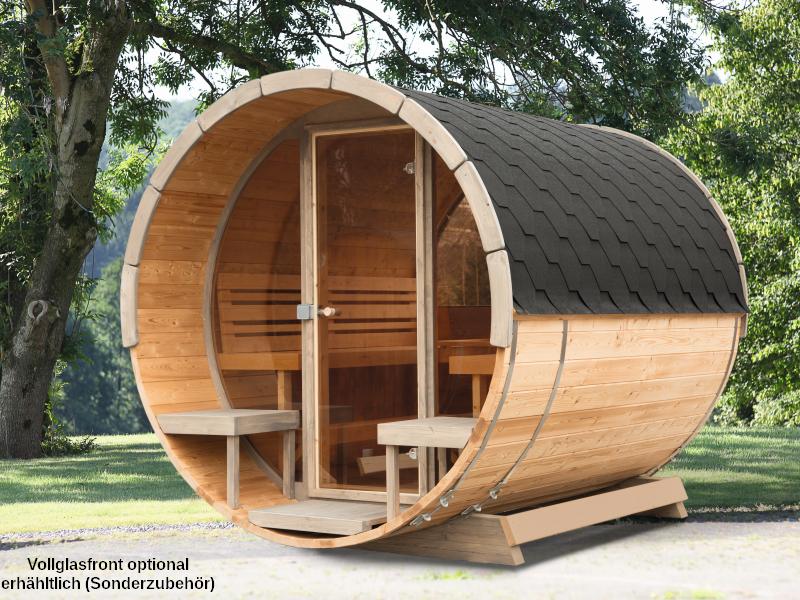 Wolff Finnhaus Saunafass 330 de luxe Thermoholz Bausatz DS schwarz - Image 8