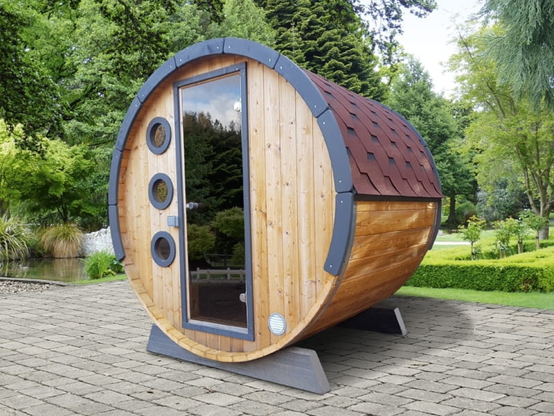 Wolff Finnhaus Saunafass Mini 160 Thermoholz als Bausatz inkl. schwarzen Schindeln - Image 4