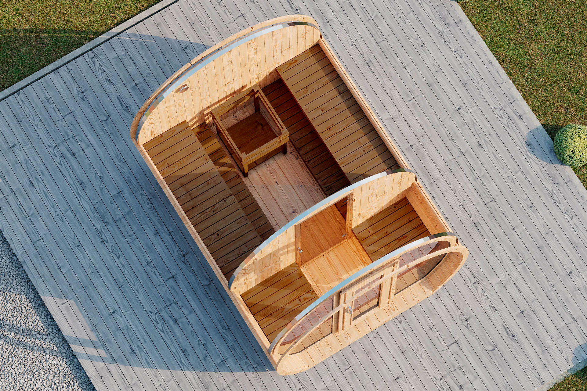Wolff Finnhaus Saunafass Senta 2333 Bausatz mit schwarzen Dachschindeln - Image 4