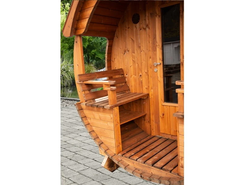 Wolff Finnhaus Saunafass Svenja 1 Premium Bausatz mit schwarzen Dachschindeln - Image 2