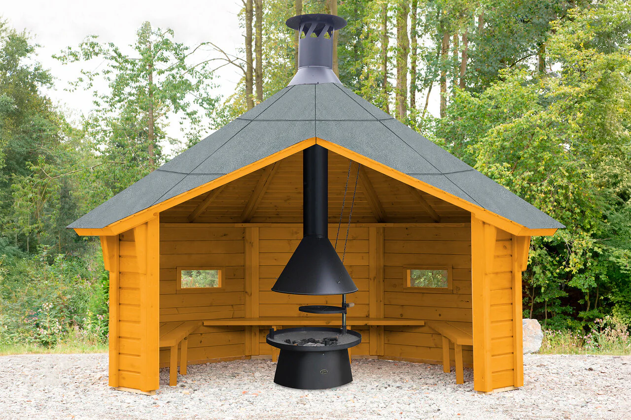 Wolff Finnhaus Wetterschutzhütte Wanja 3327 XL 45 Eiche Rustikal mit Grill