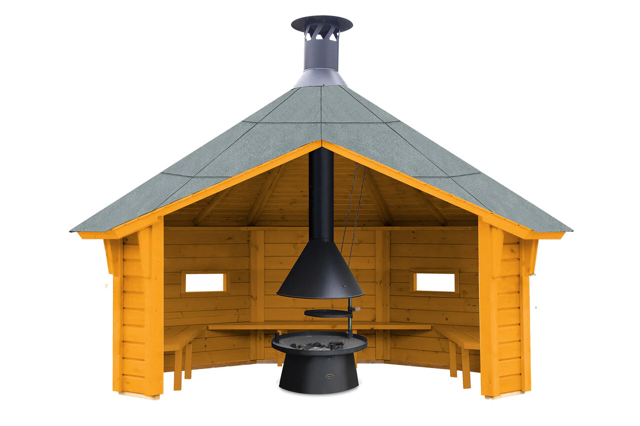 Wolff Finnhaus Wetterschutzhütte Wanja 3327 XL 45 Eiche Rustikal mit Grill - Image 2