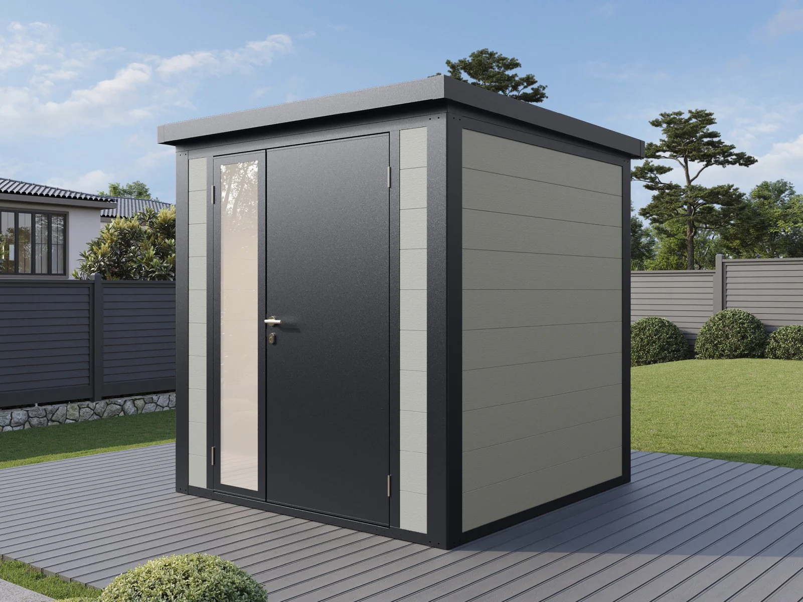 Wolff Finnhaus WPC-Haus Asger 2020, 19 mm, 2-farbig in Anthrazit/Hellgrau - Image 4