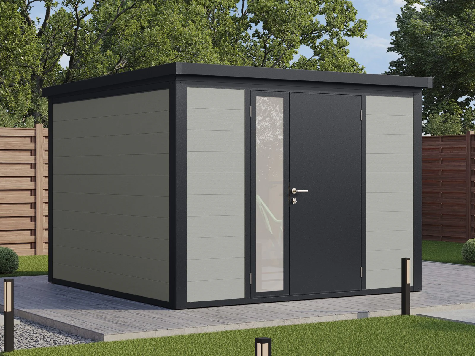 Wolff Finnhaus WPC-Haus Asger 2929, 19 mm, 2-farbig in Anthrazit/Hellgrau - Image 2