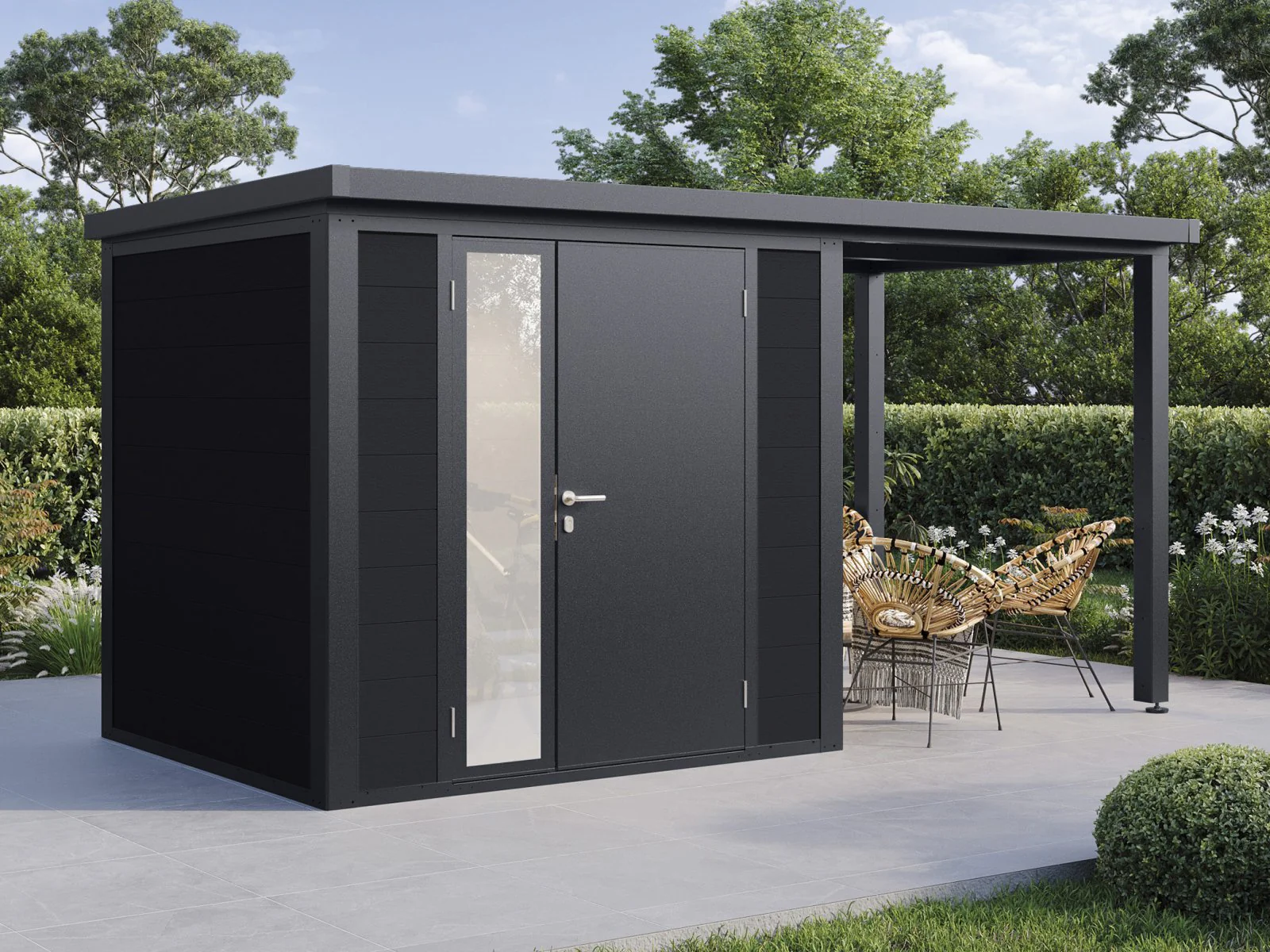 Wolff Finnhaus WPC-Haus Juna 4320, 19 mm, 2-farbig in Anthrazit/Hellgrau - Image 4