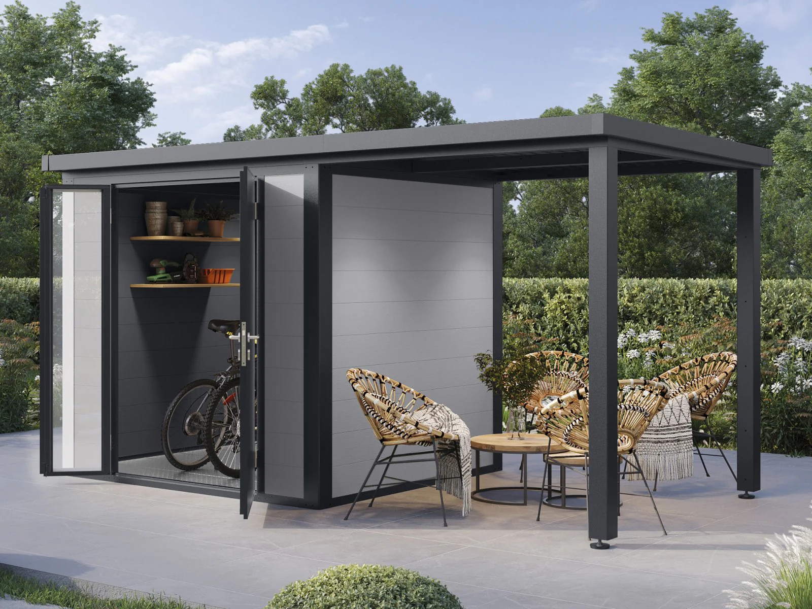 Wolff Finnhaus WPC-Haus Juna 4320, 19 mm, 2-farbig in Anthrazit/Hellgrau - Image 5