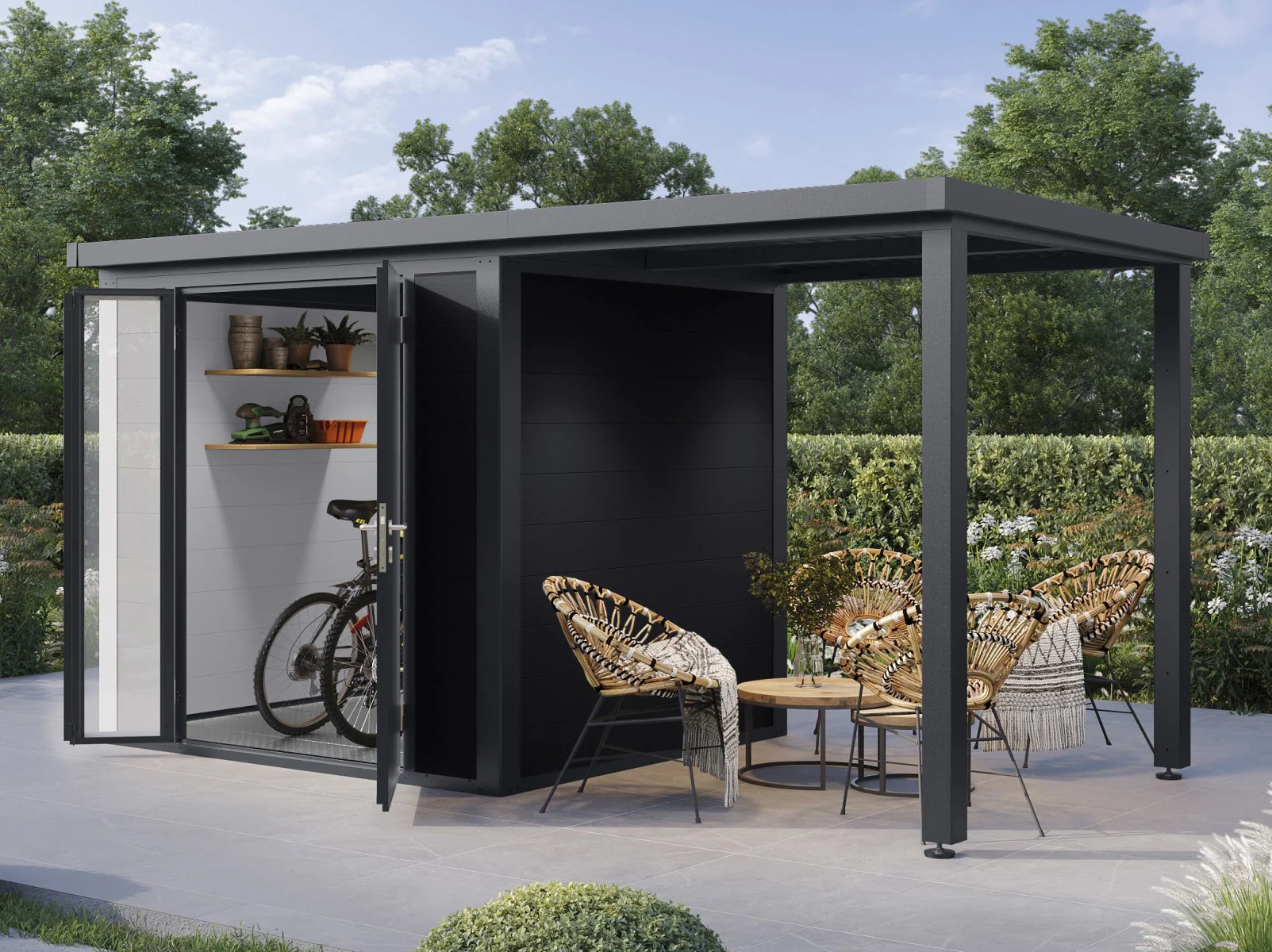 Wolff Finnhaus WPC-Haus Juna 4320, 19 mm, 2-farbig in Anthrazit/Hellgrau - Image 6