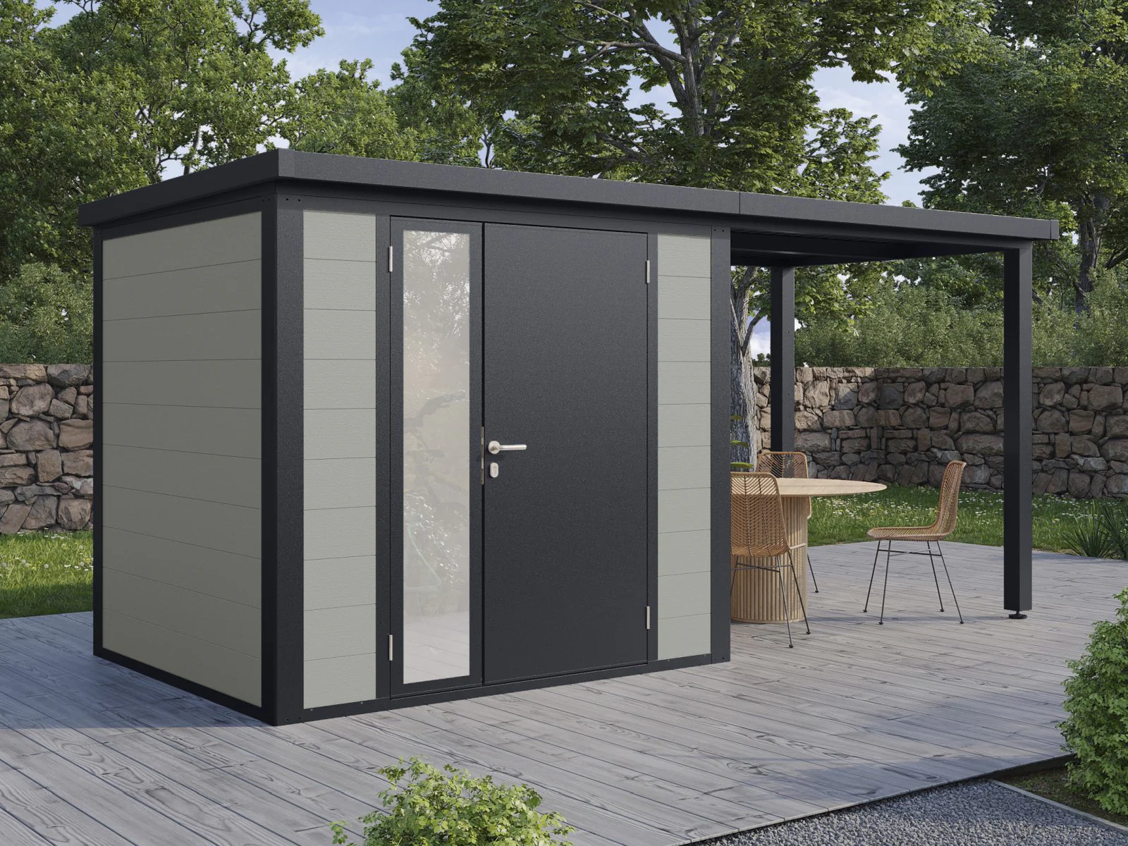Wolff Finnhaus WPC-Haus Juna 4620, 19 mm, 2-farbig in Anthrazit/Hellgrau - Image 2