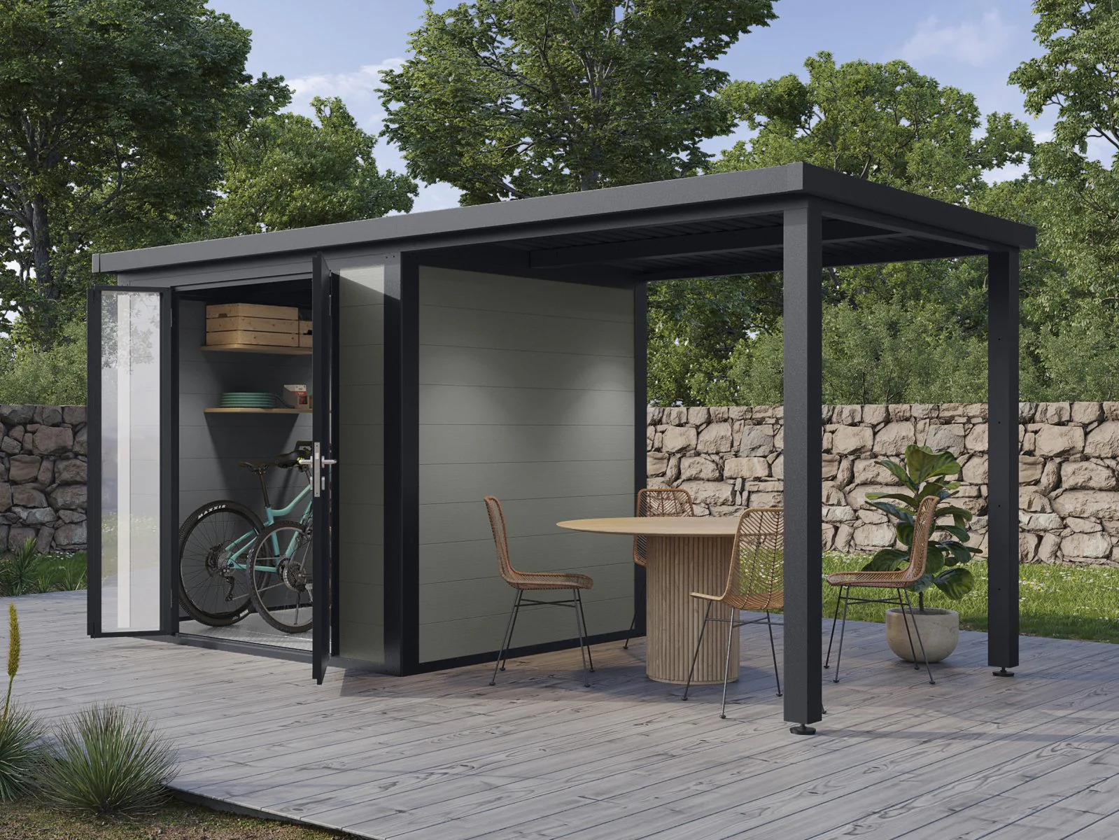 Wolff Finnhaus WPC-Haus Juna 4620, 19 mm, 2-farbig in Anthrazit/Hellgrau - Image 3