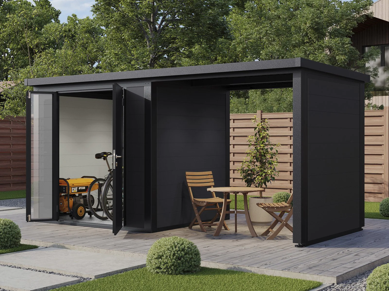 Wolff Finnhaus WPC-Haus Juna 4620, 19 mm, 2-farbig in Anthrazit/Hellgrau - Image 4