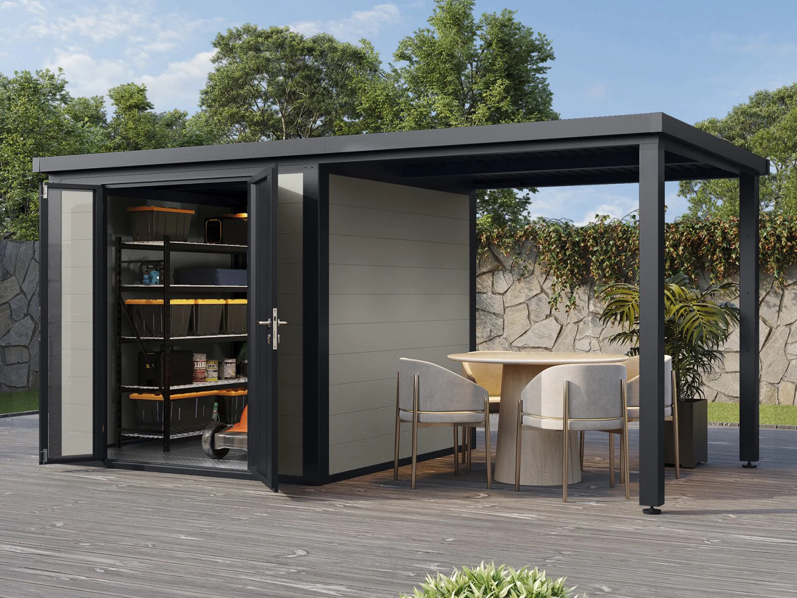 Wolff Finnhaus WPC-Haus Juna 4623, 19 mm, 2-farbig in Anthrazit/Hellgrau - Image 3