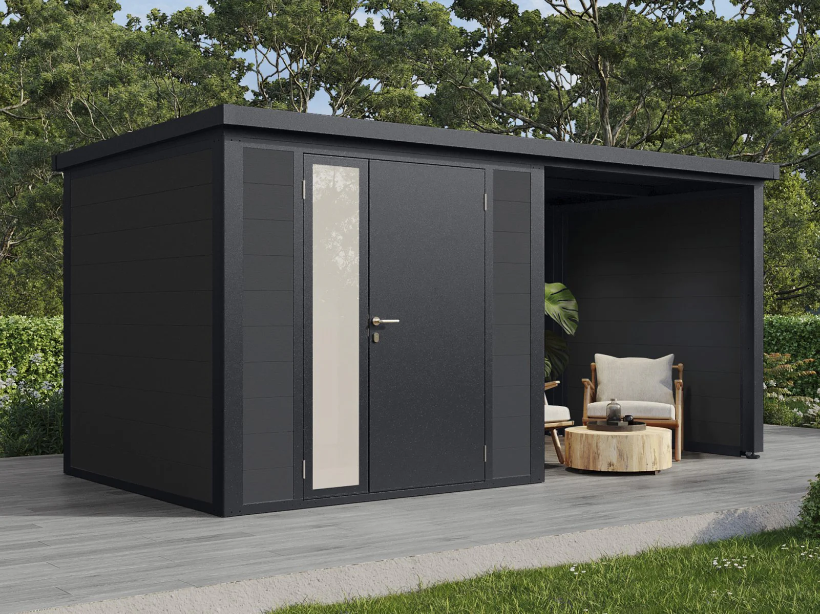 Wolff Finnhaus WPC-Haus Juna 4623, 19 mm, 2-farbig in Anthrazit/Hellgrau - Image 4
