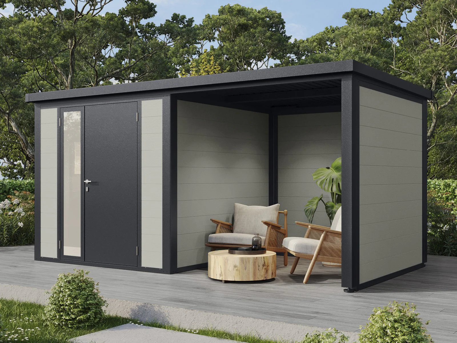 Wolff Finnhaus WPC-Haus Juna 4623, 19 mm, 2-farbig in Anthrazit/Hellgrau - Image 5