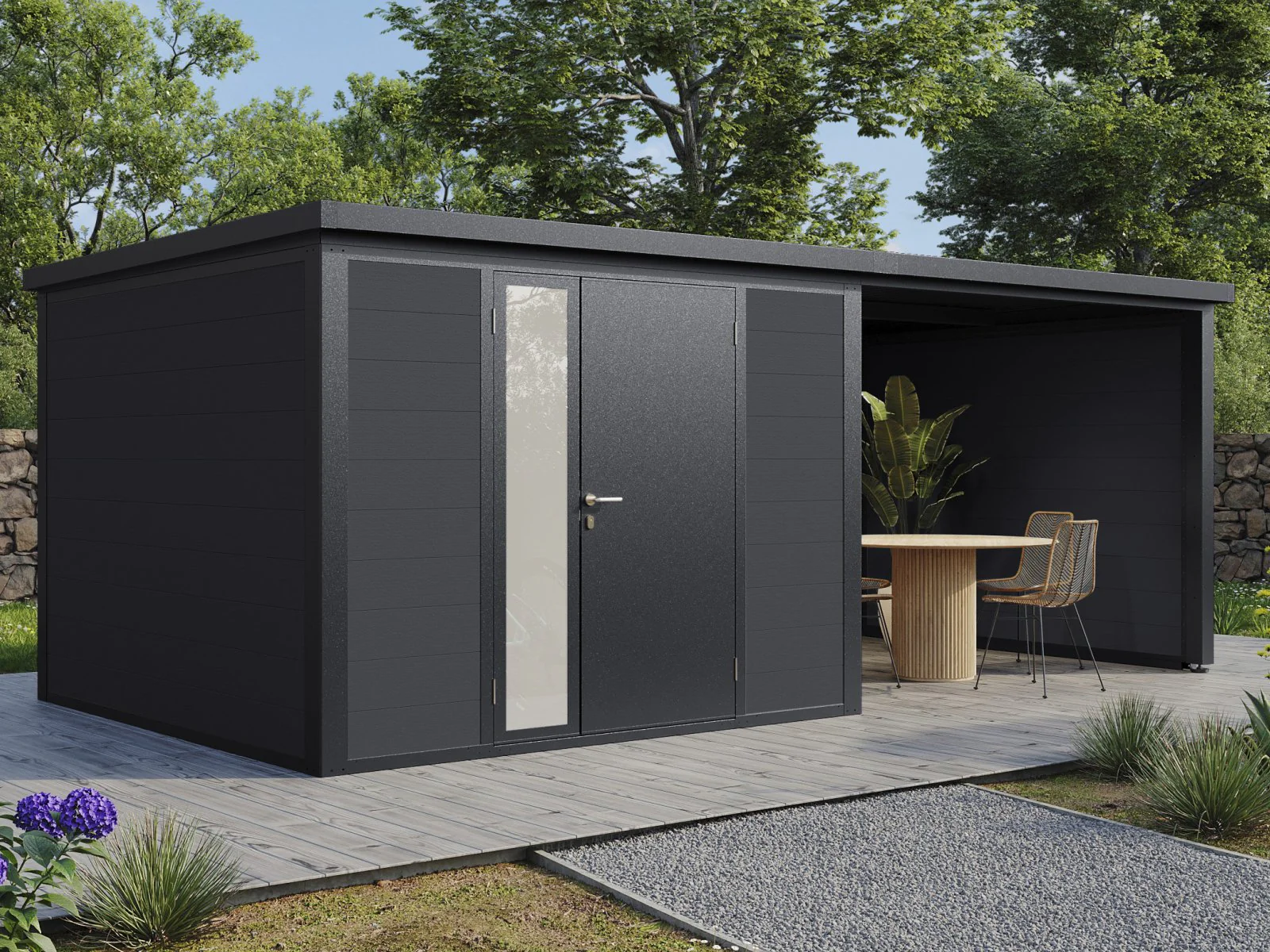 Wolff Finnhaus WPC-Haus Juna 5829, 19 mm, 2-farbig in Anthrazit/Hellgrau - Image 3