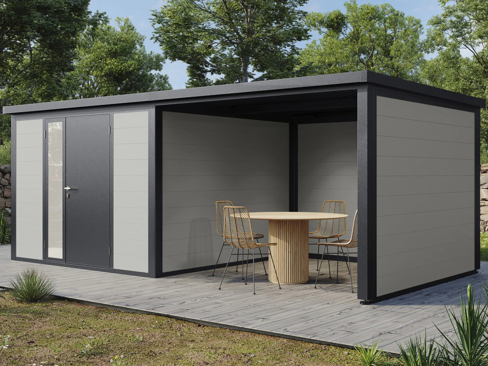 Wolff Finnhaus WPC-Haus Juna 5829, 19 mm, 2-farbig in Anthrazit/Hellgrau - Image 4