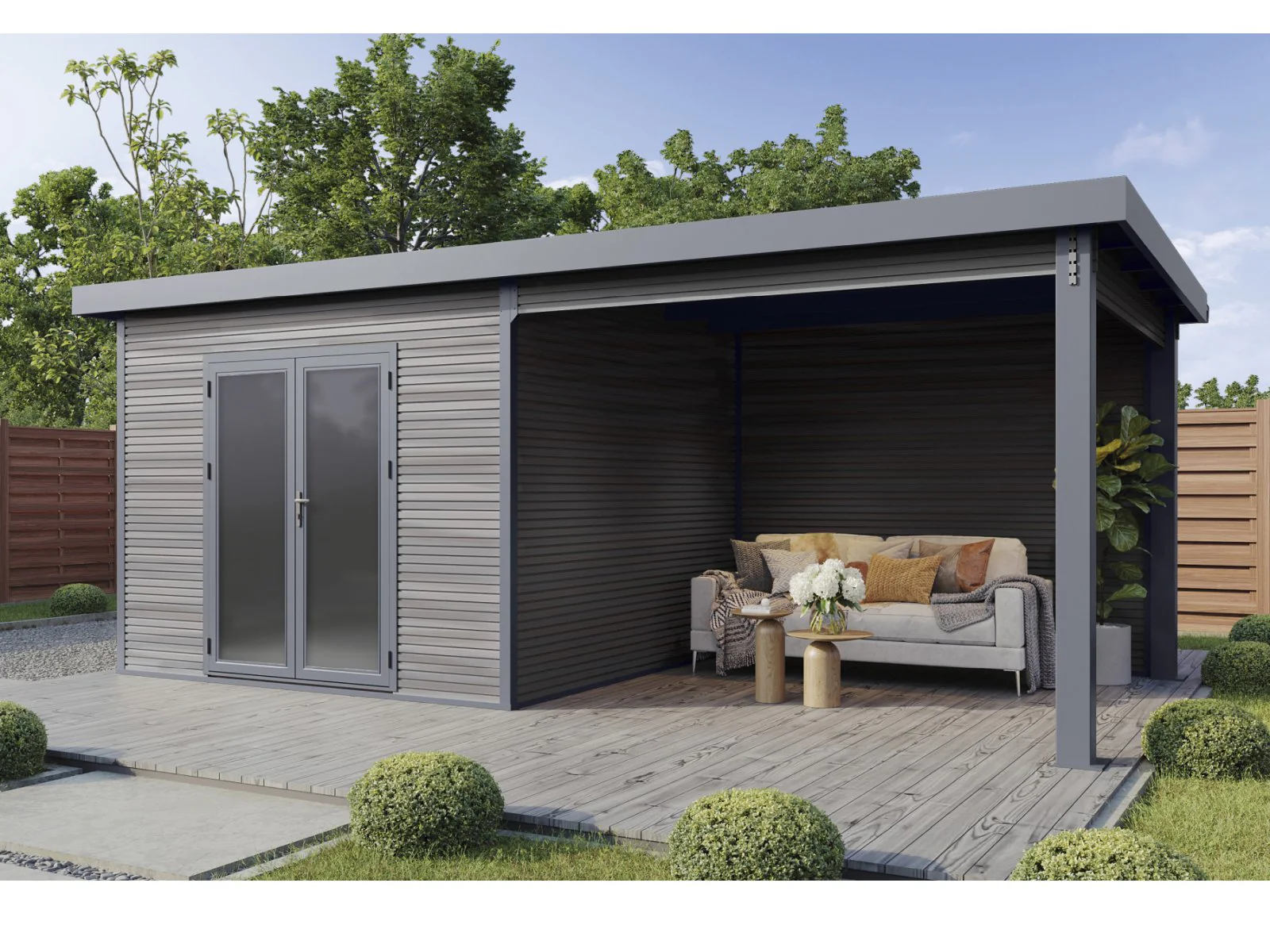 Wolff Finnhaus WPC-Haus Solaro 6030, Graubraun