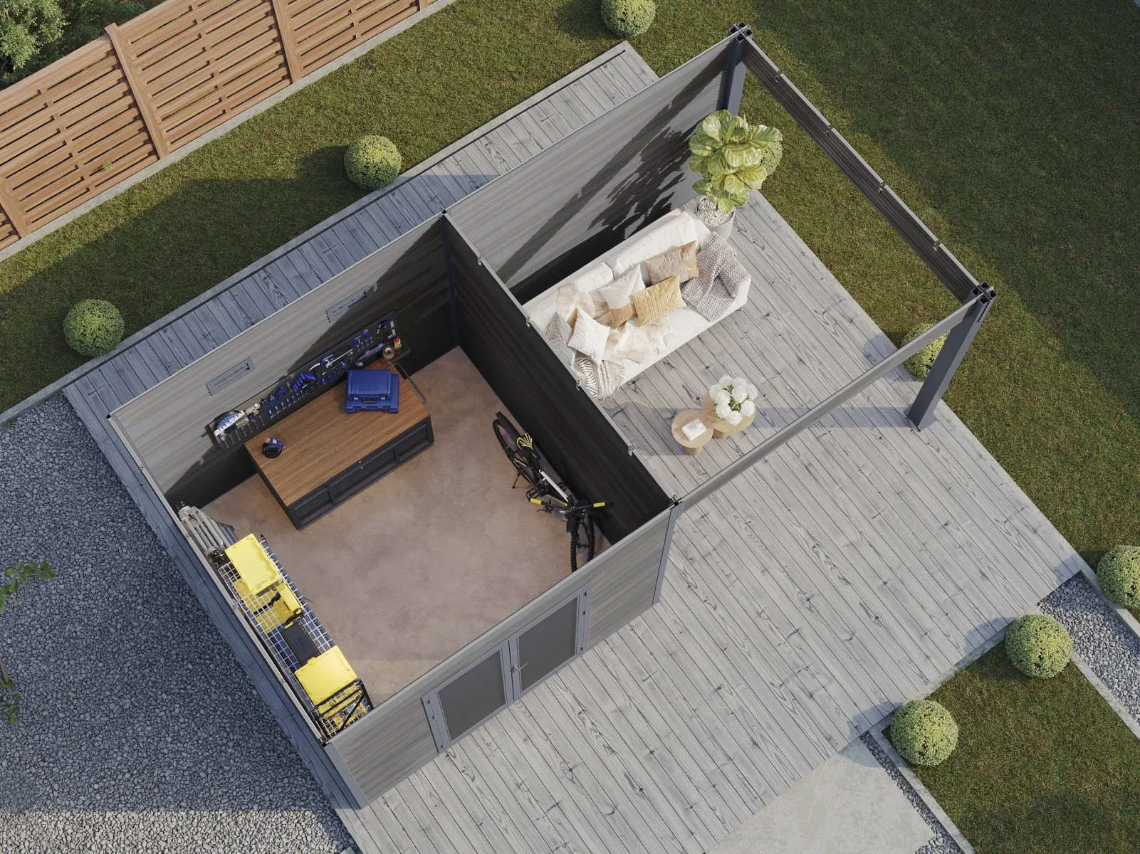 Wolff Finnhaus WPC-Haus Solaro 6030, Graubraun - Image 3