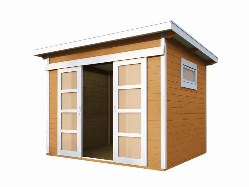 Wolff Pultdachhaus Pulti 28 ST-B mit Schiebetür naturbelassen - Image 3