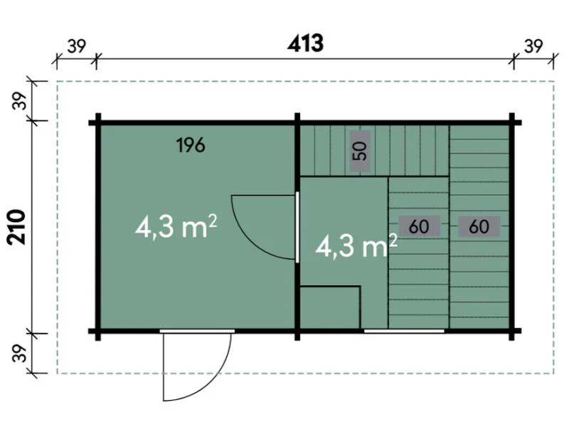 Wolff Saunahaus Mikko 70 Halbglastür - Image 3