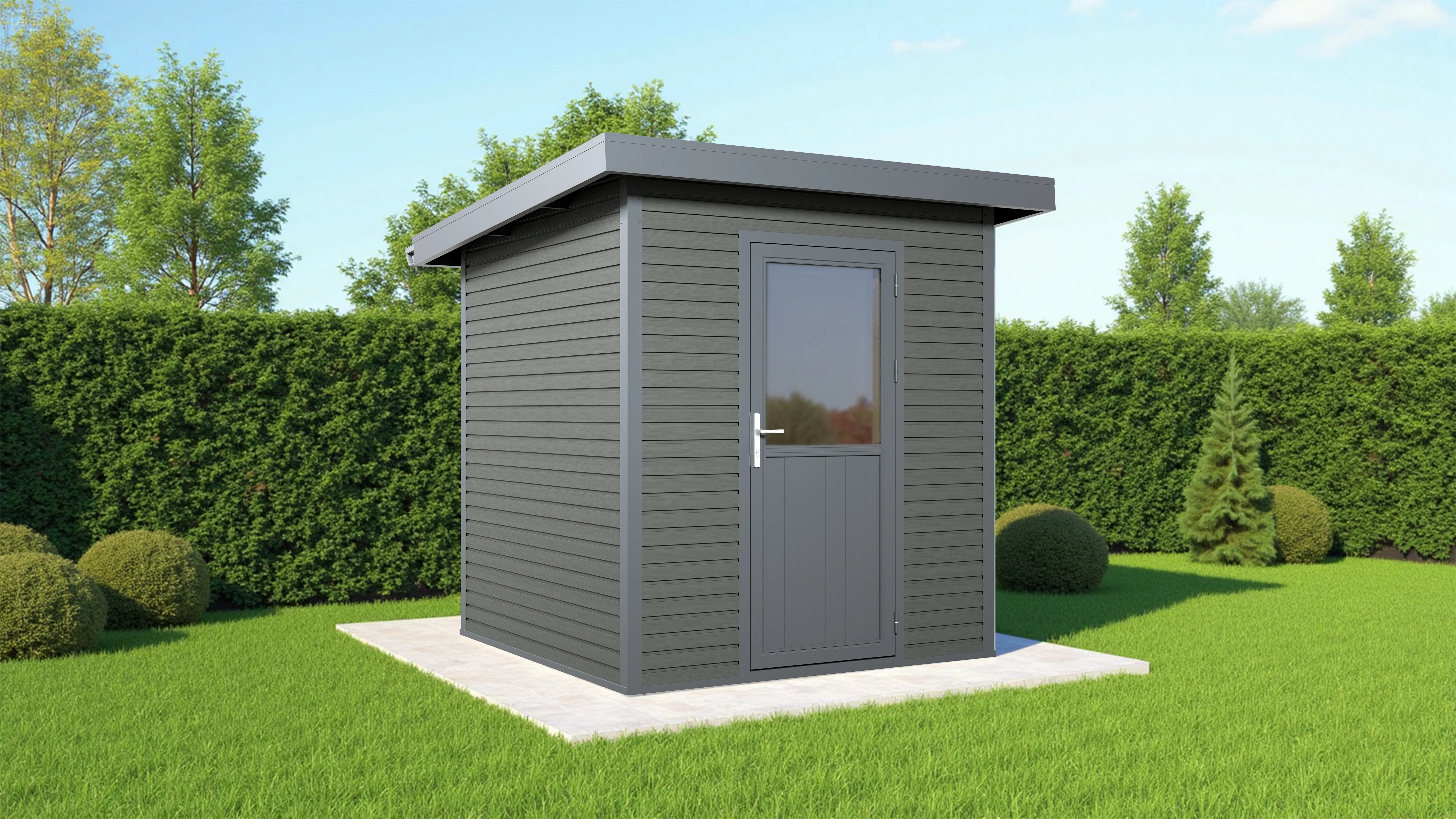Linholm WPC Gartenhaus Linia 2020 inkl. Dachrinnen-Set, 2-farbig Grau/Anthrazit - Image 4