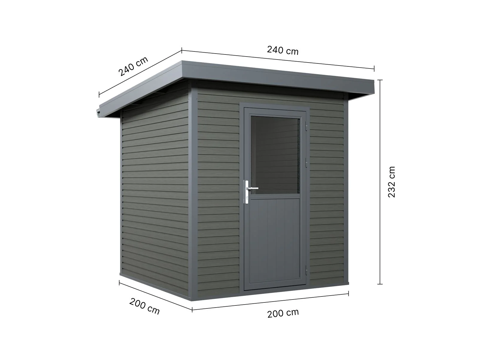 Linholm WPC Gartenhaus Linia 2020 inkl. Dachrinnen-Set, 2-farbig Grau/Anthrazit - Image 5