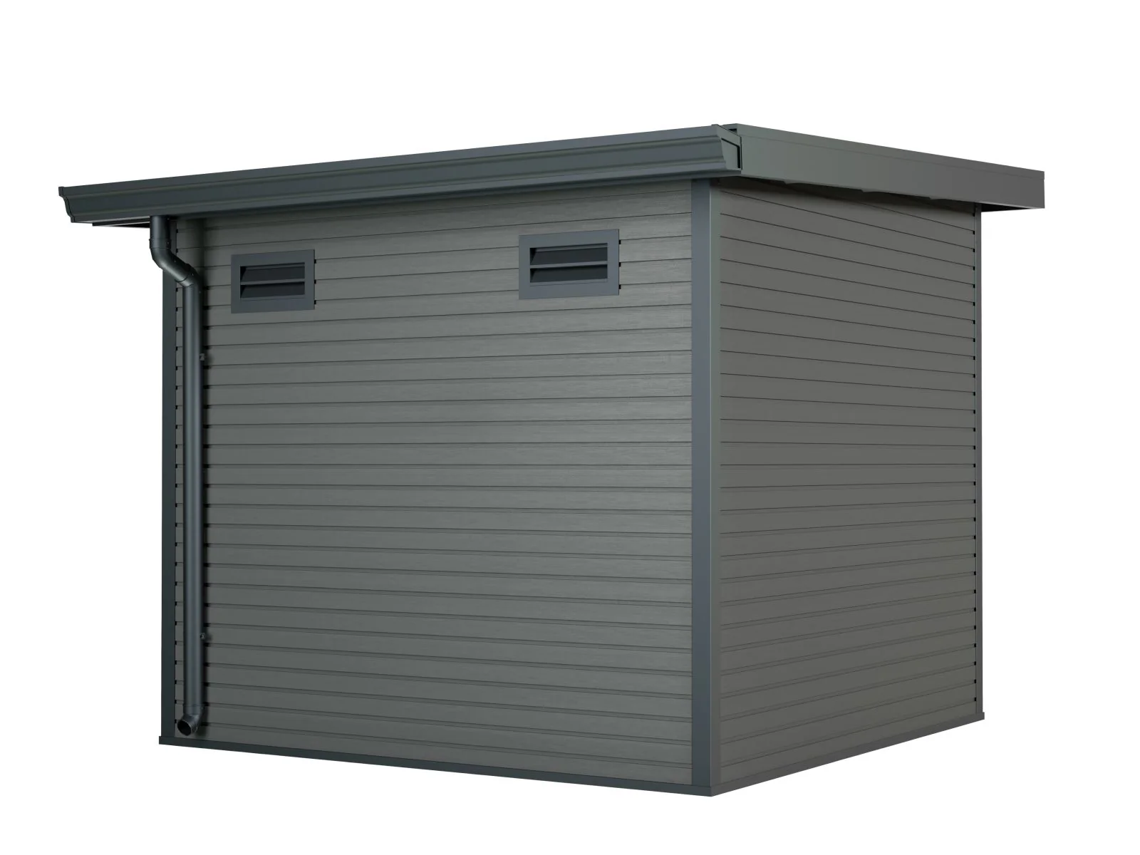 Linholm WPC Gartenhaus Linia 2424 inkl. Dachrinnen-Set, 2-farbig Grau/Anthrazit - Image 10