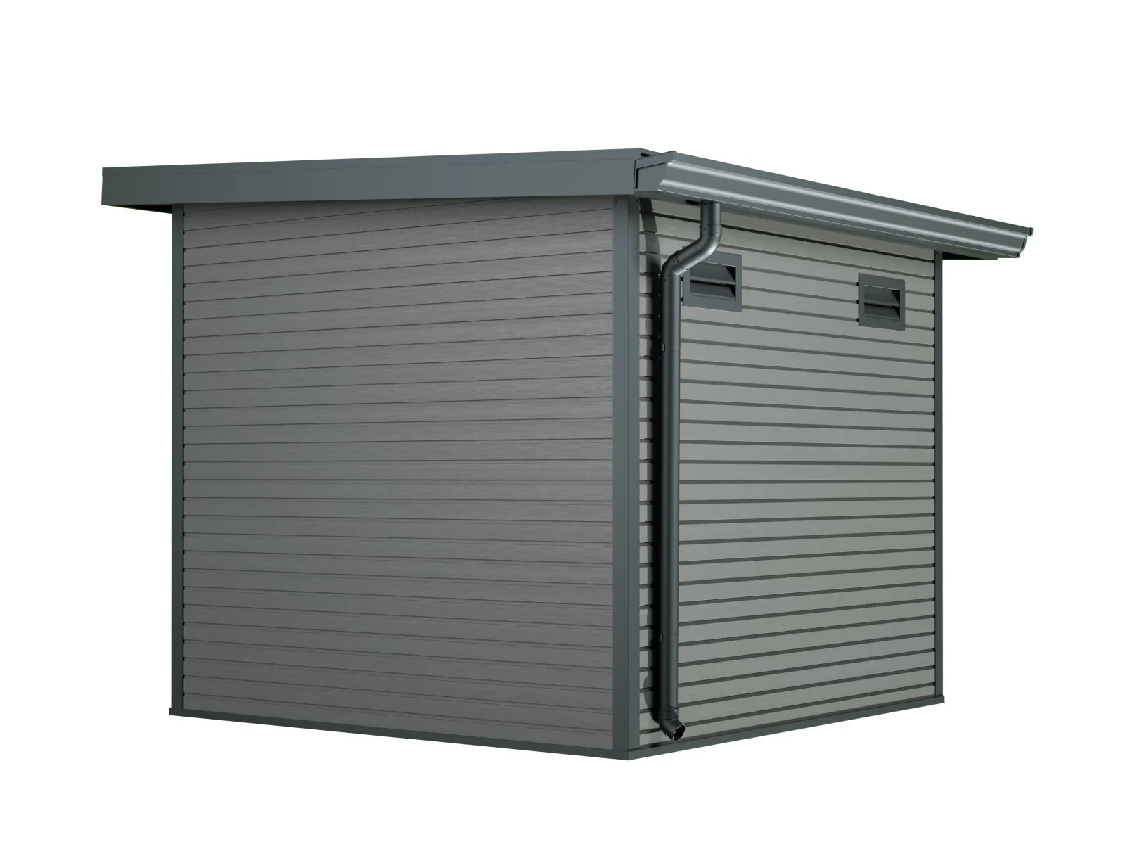 Linholm WPC Gartenhaus Linia 2424 inkl. Dachrinnen-Set, 2-farbig Grau/Anthrazit - Image 11