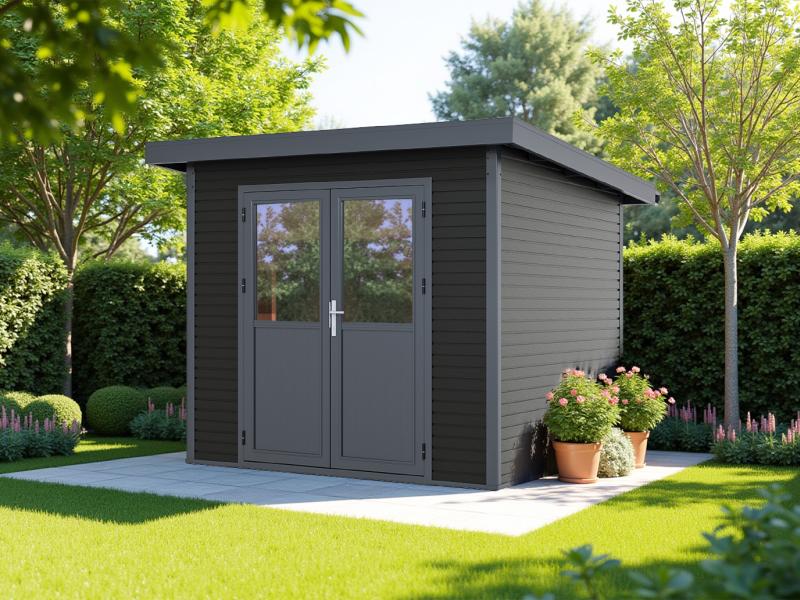 Linholm WPC Gartenhaus Linia 2424 inkl. Dachrinnen-Set, 2-farbig Grau/Anthrazit - Image 5