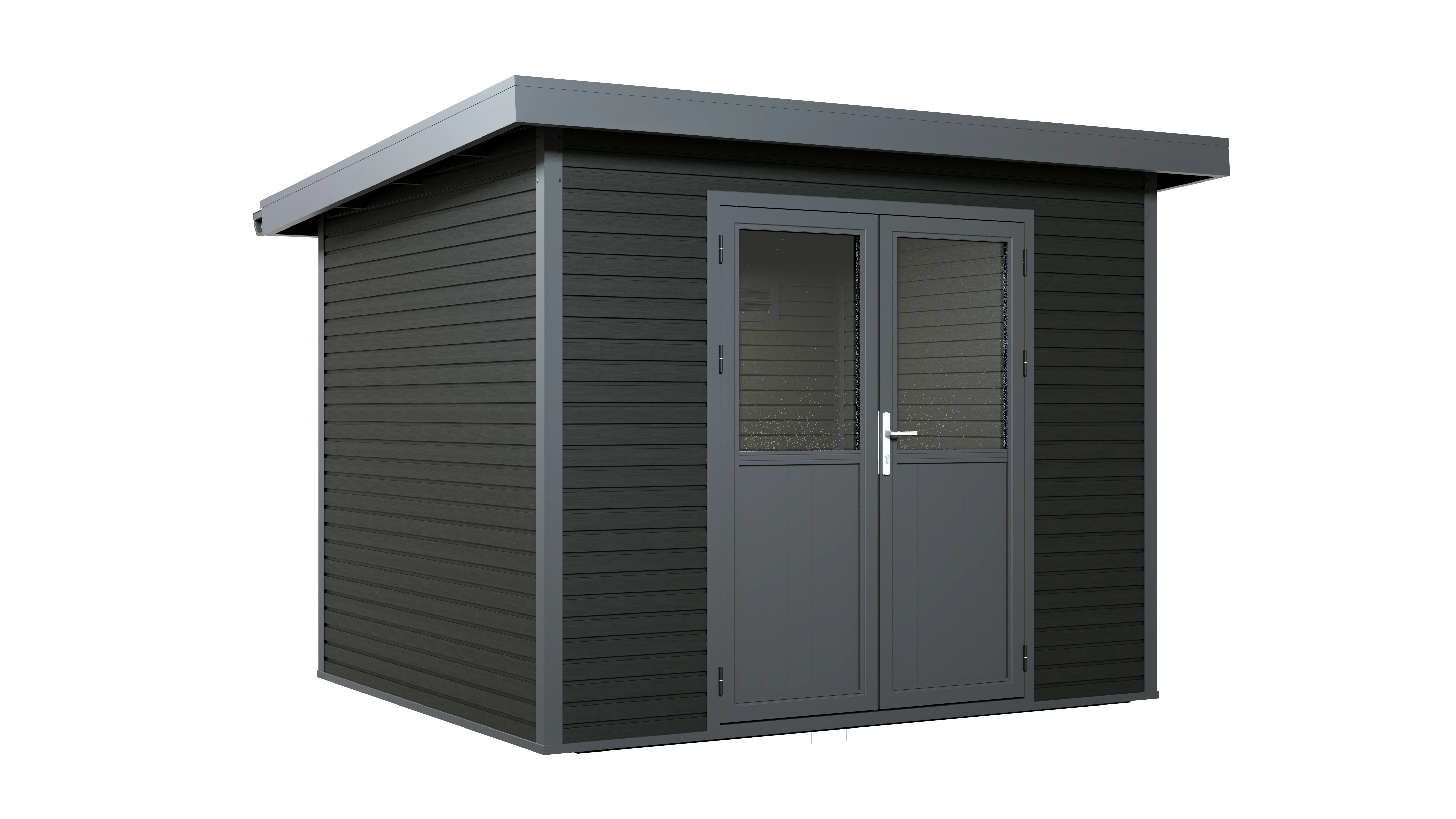 Linholm WPC Gartenhaus Linia 2824 inkl. Dachrinnen-Set, 2-farbig in Grau/Anthrazit - Image 19