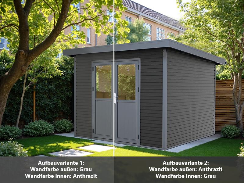 Linholm WPC Gartenhaus Linia 2828 inkl. Dachrinnen-Set, 2-farbig in Grau/Anthrazit - Image 3