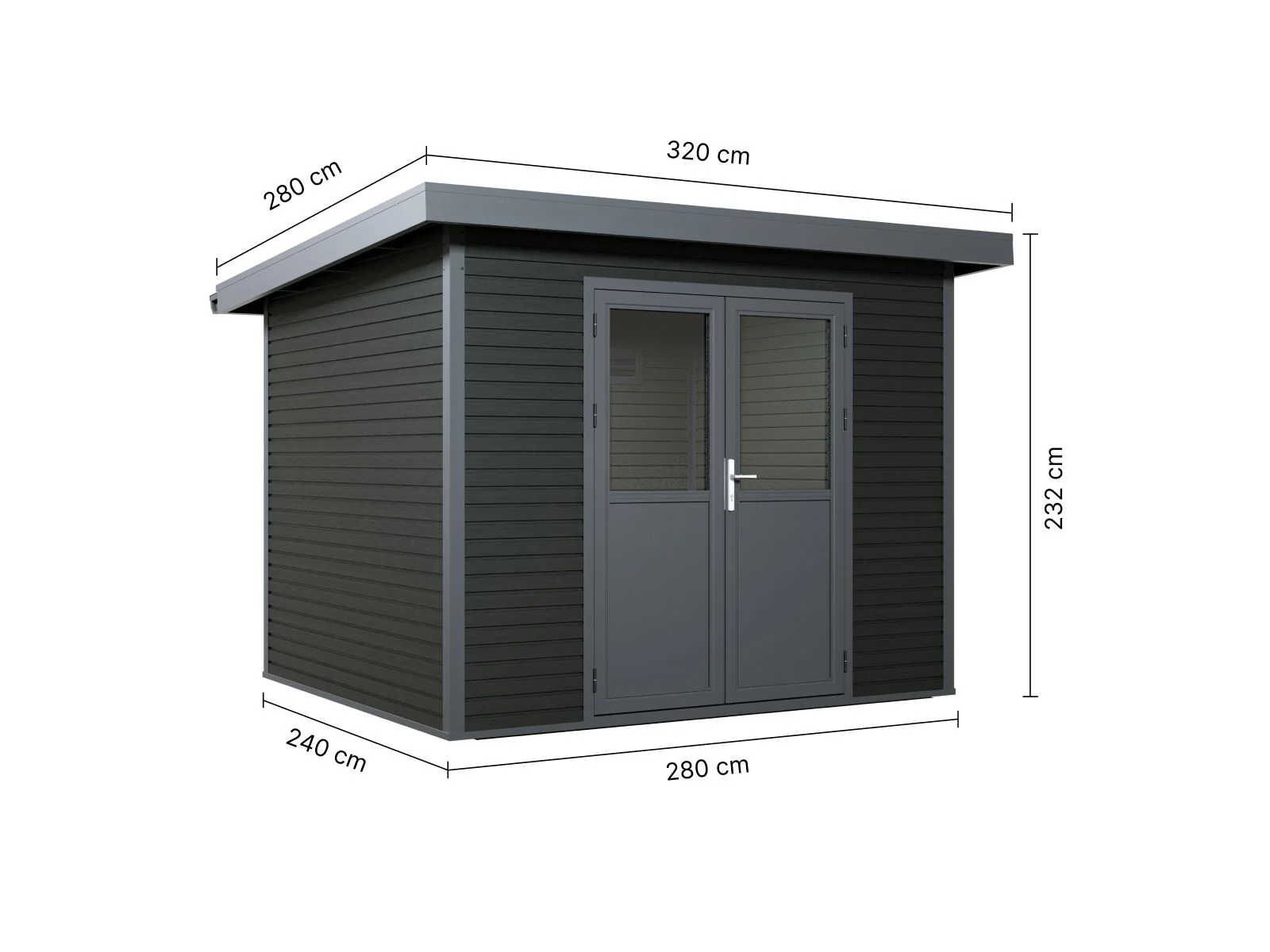 Linholm WPC Gartenhaus Linia 2824 inkl. Dachrinnen-Set, 2-farbig in Grau/Anthrazit - Image 6
