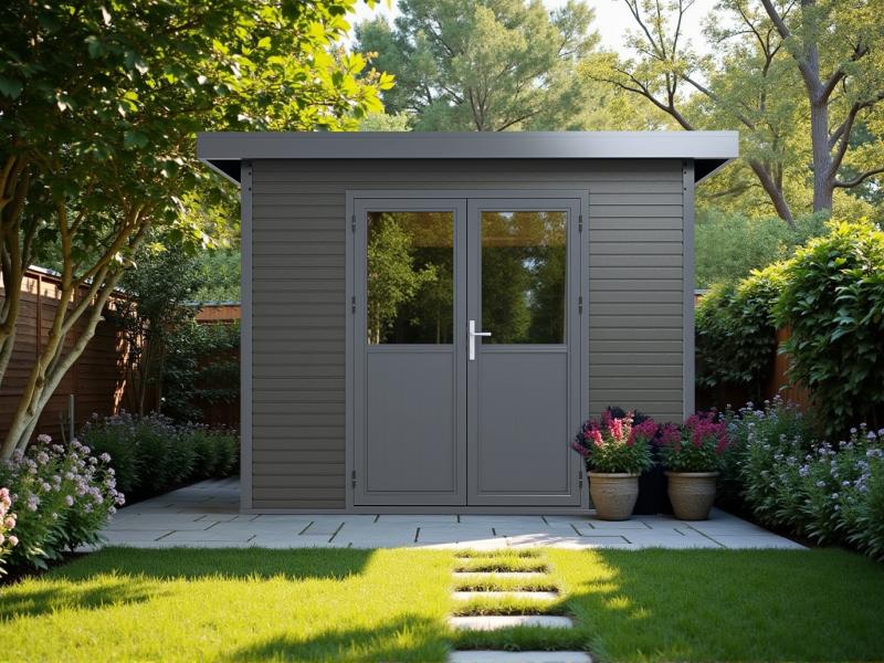 Linholm WPC Gartenhaus Linia 2828 inkl. Dachrinnen-Set, 2-farbig in Grau/Anthrazit - Image 10