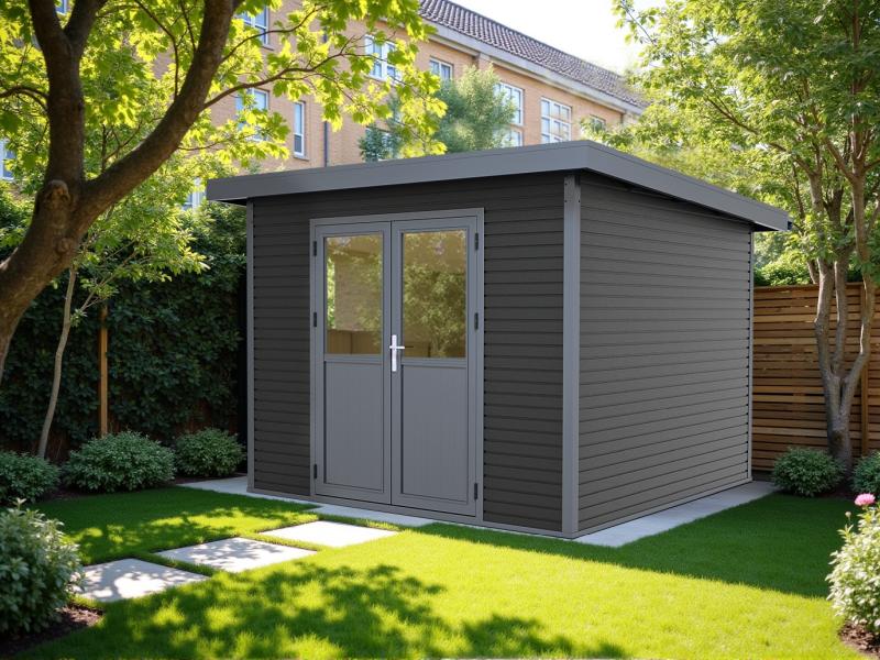 Linholm WPC Gartenhaus Linia 2828 inkl. Dachrinnen-Set, 2-farbig in Grau/Anthrazit - Image 5