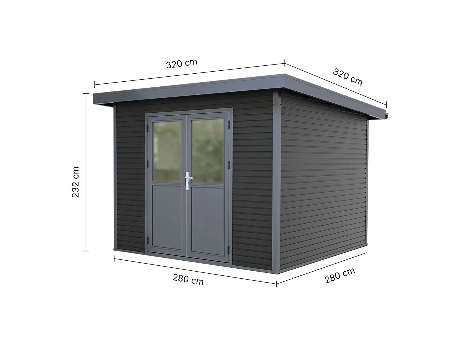 Linholm WPC Gartenhaus Linia 2828 inkl. Dachrinnen-Set, 2-farbig in Grau/Anthrazit - Image 8
