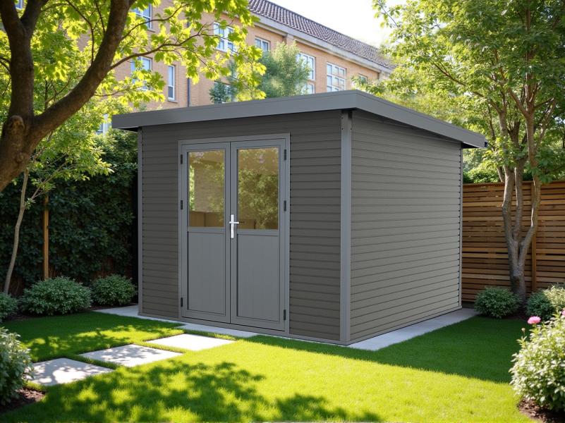 Linholm WPC Gartenhaus Linia 2828 inkl. Dachrinnen-Set, 2-farbig in Grau/Anthrazit - Image 9
