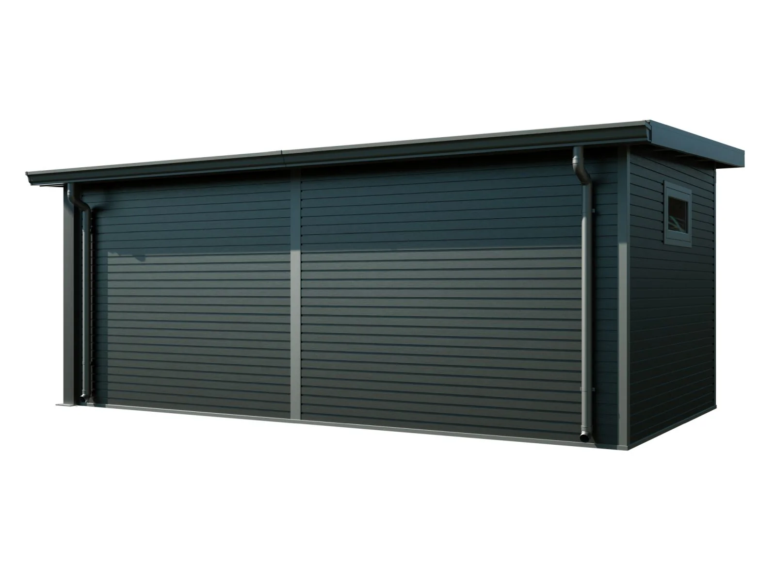 Linholm WPC Gartenhaus Linia 5628 mit Anbaudach und Rückwand, inkl. Dachrinnen-Set, Anthrazit - Image 12