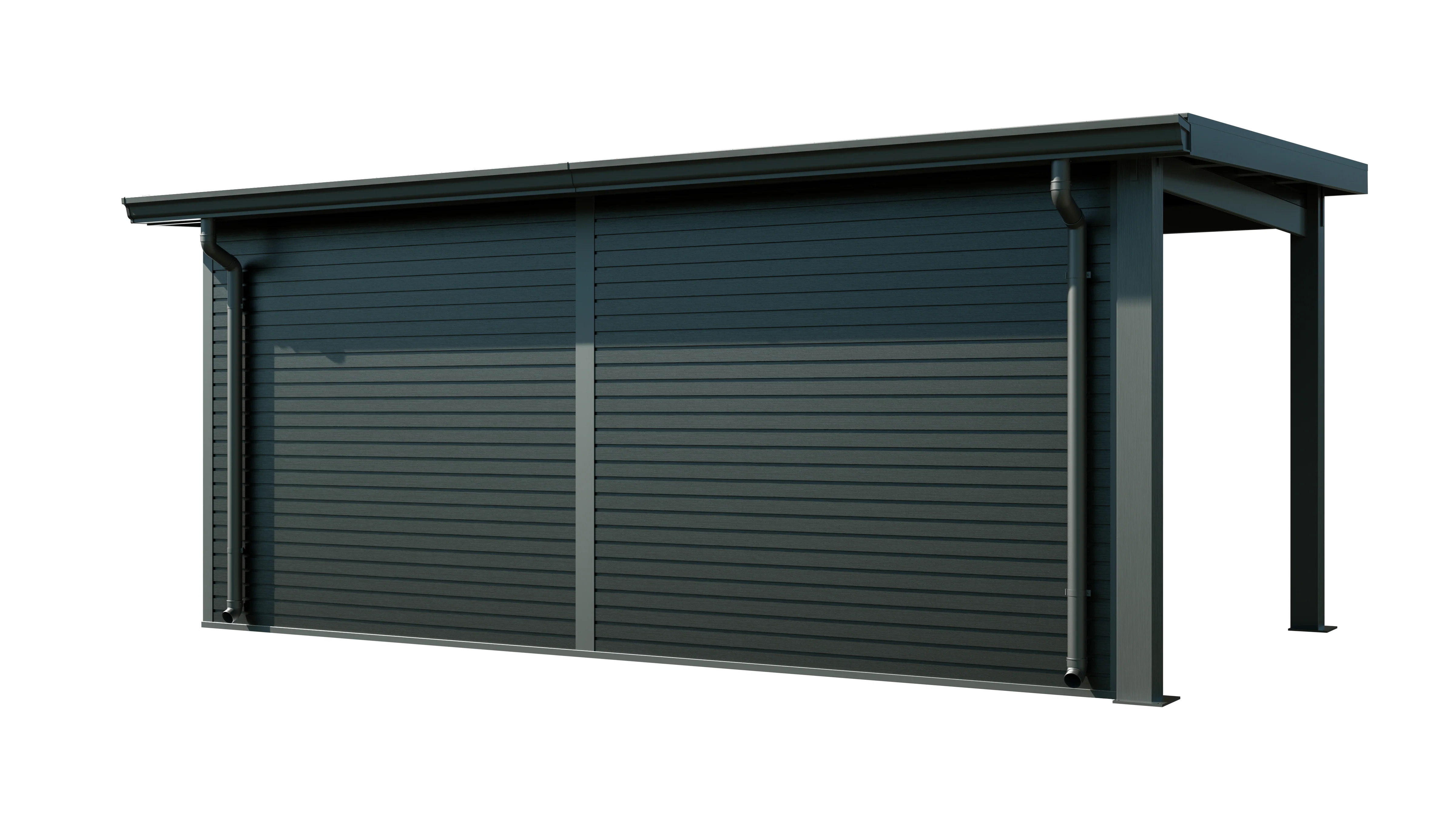 Linholm WPC Gartenhaus Linia 5228 mit Anbaudach und Rückwand, inkl. Dachrinnen-Set, Anthrazit - Image 20
